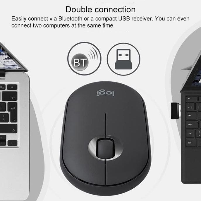 Logitech Pebble Cobblestone Shape Thin 3-keys 1000DPI Mute Wireless Bluetooth Optical Mouse, Wireless Range: 10m (Pink)