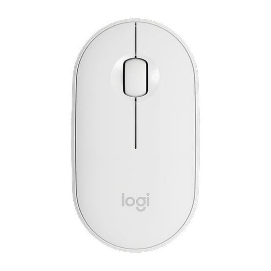 Logitech Pebble Cobblestone Shape Thin 3-keys 1000DPI Mute Wireless Bluetooth Optical Mouse, Wireless Range: 10m (White)