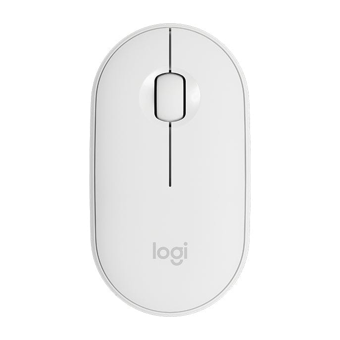 Logitech Pebble Cobblestone Shape Thin 3-keys 1000DPI Mute Wireless Bluetooth Optical Mouse, Wireless Range: 10m (White)