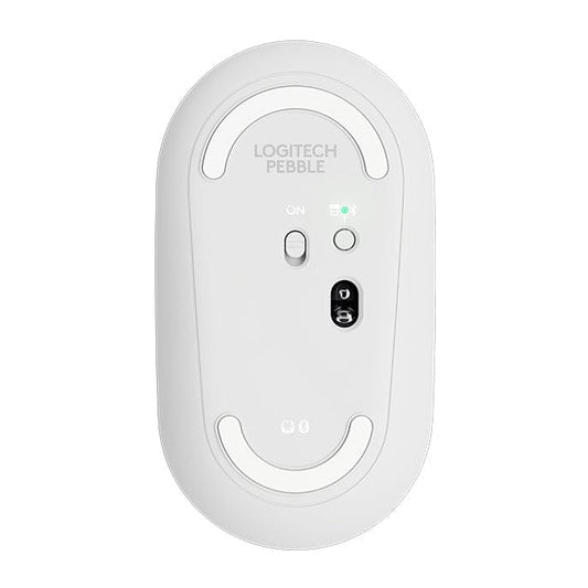 Logitech Pebble Cobblestone Shape Thin 3-keys 1000DPI Mute Wireless Bluetooth Optical Mouse, Wireless Range: 10m (White)
