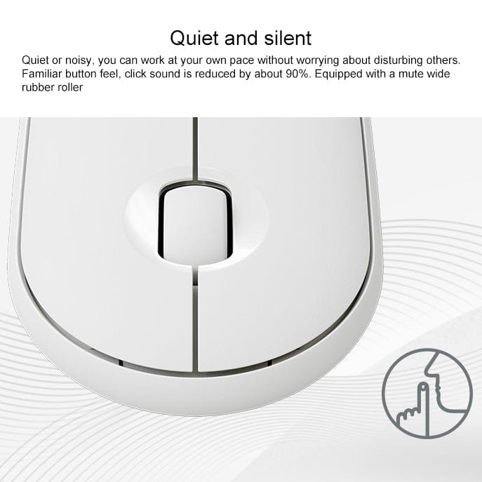 Logitech Pebble Cobblestone Shape Thin 3-keys 1000DPI Mute Wireless Bluetooth Optical Mouse, Wireless Range: 10m (White)