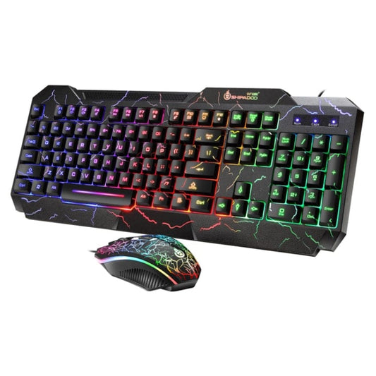 Computer & Networking SHIPADOO D620 104-key Wired RGB Color Cracked Backlight Gaming Keyboard Mouse Kit for Laptop, PC