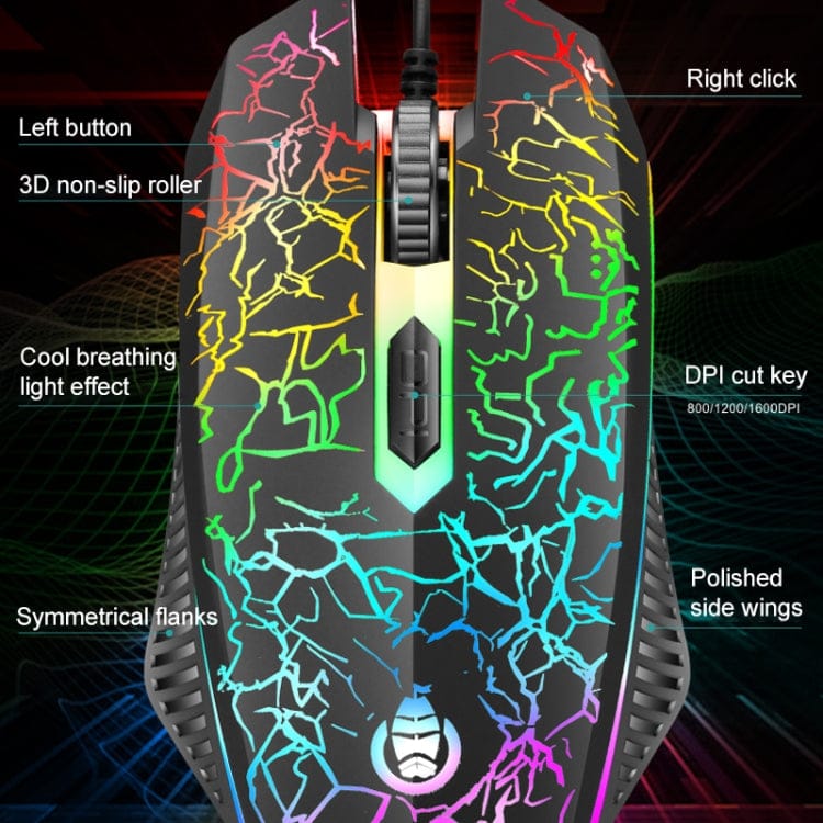 Computer & Networking SHIPADOO D620 104-key Wired RGB Color Cracked Backlight Gaming Keyboard Mouse Kit for Laptop, PC