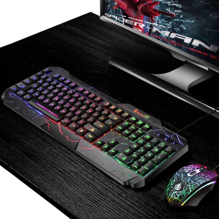 Computer & Networking SHIPADOO D620 104-key Wired RGB Color Cracked Backlight Gaming Keyboard Mouse Kit for Laptop, PC