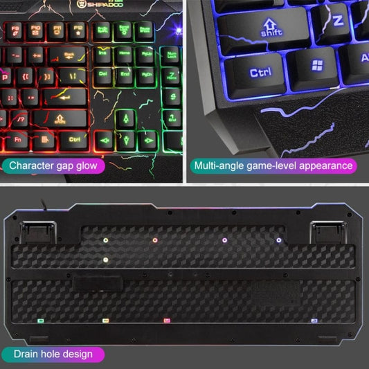 Computer & Networking SHIPADOO D620 104-key Wired RGB Color Cracked Backlight Gaming Keyboard Mouse Kit for Laptop, PC