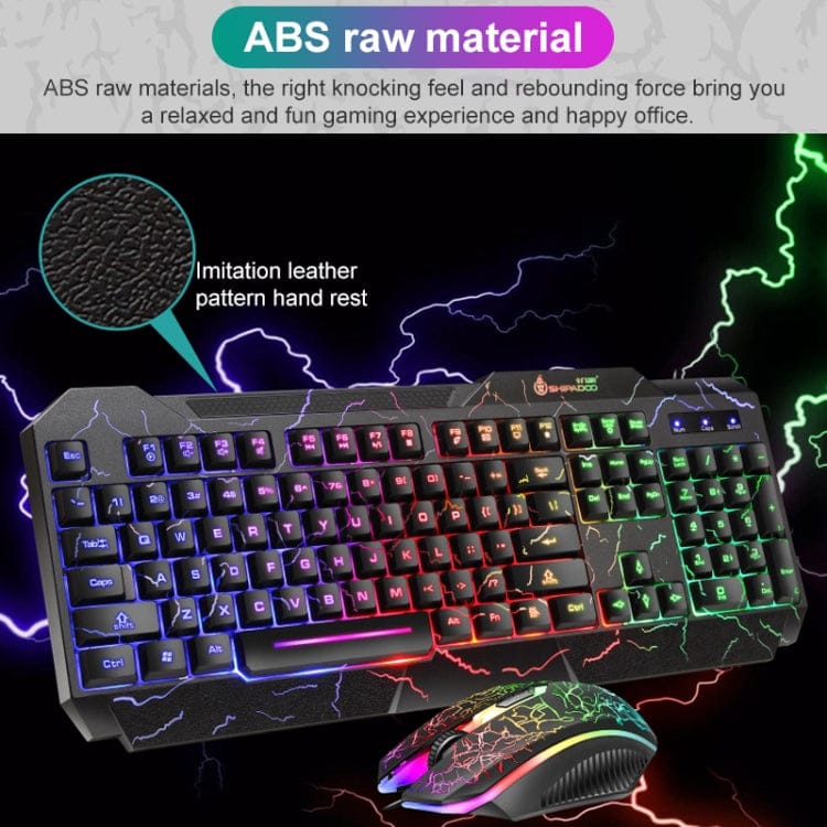 Computer & Networking SHIPADOO D620 104-key Wired RGB Color Cracked Backlight Gaming Keyboard Mouse Kit for Laptop, PC