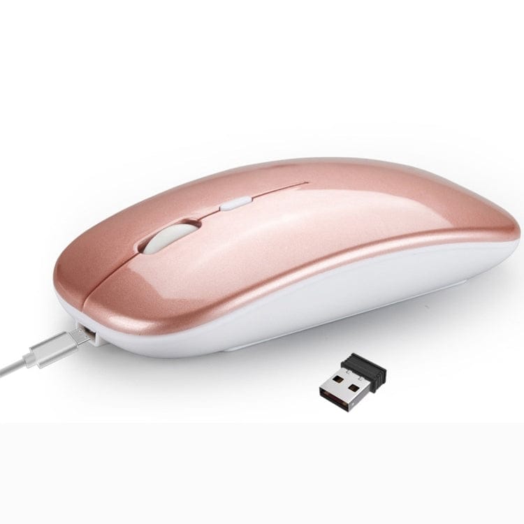 Computer & Networking Rose Gold HXSJ M90 2.4GHz Ultrathin Mute Rechargeable Dual Mode Wireless Bluetooth Notebook PC Mouse