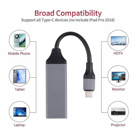 Mobile Accessories PC1022H USB-C / Type-C 3.1 to HDMI 4Kx2K HDTV Cable, Cable Length: 20cm, PC1022H, PC1022