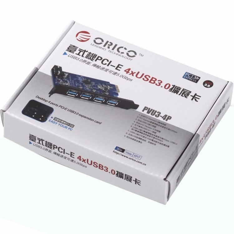 Computer & Networking 4 Ports USB3.0 ORICO PVU3-4P 4 Ports USB3.0 PCI Express Card for Desktop, 4 Ports USB3.0