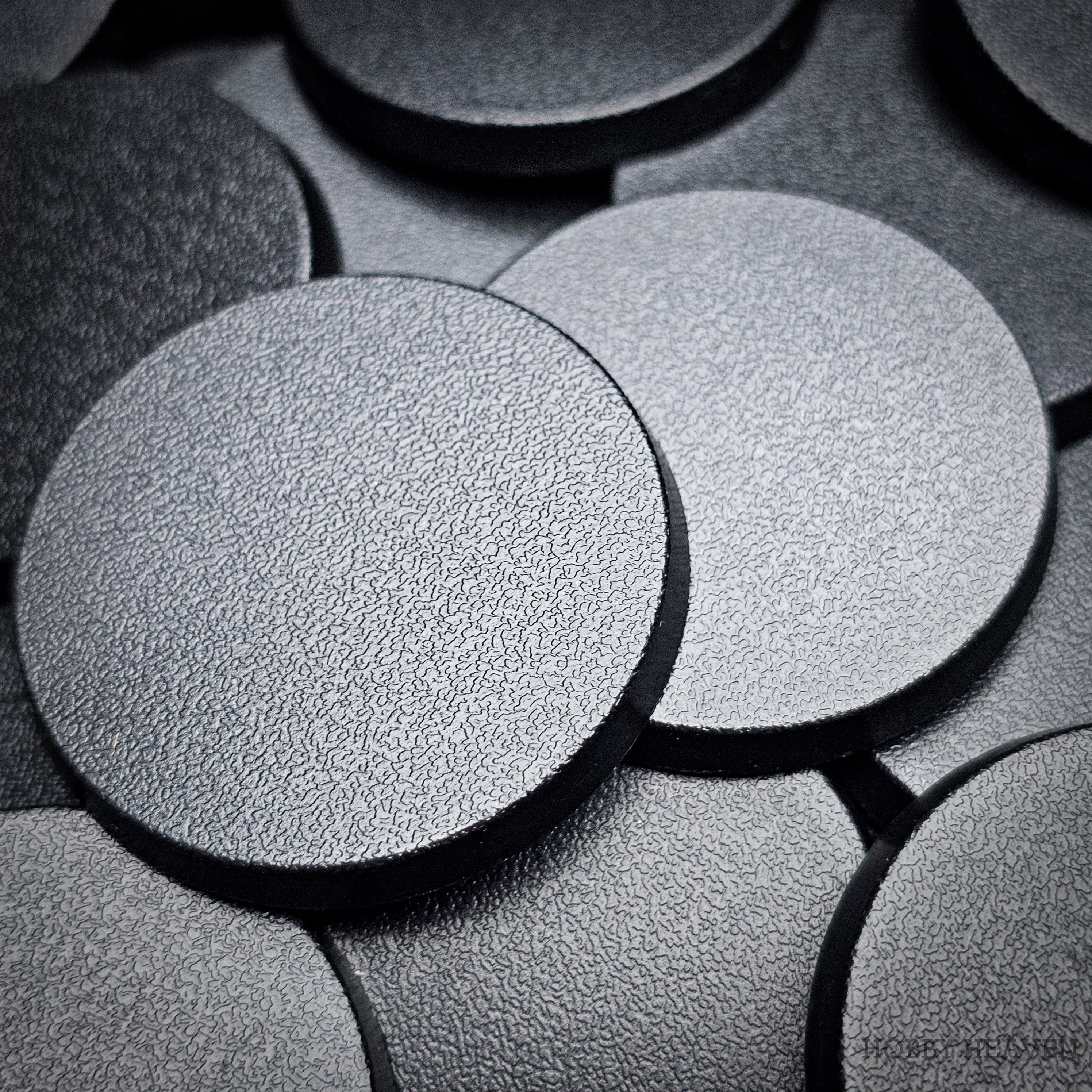Base 40mm Round Bases | Plain Black Plastic Bases for Wargames| Miniature Wargaming Bases