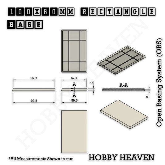 Base 100x60mm Rectangular Plain Plastic Bases