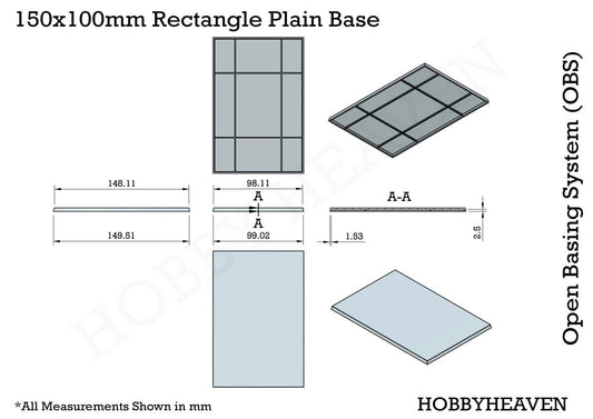 Base 150x100 Rectangular Plain Plastic Bases