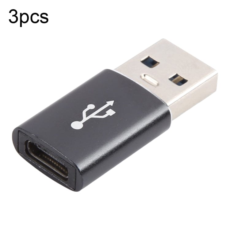 Mobile Accessories USB 3.0 / Black 3 PCS USB-C / Type-C Female to USB 3.0 Male Aluminum Alloy Adapter, Support Charging & Transmission Data, USB 3.0