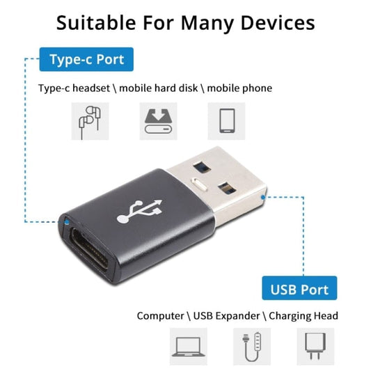 Mobile Accessories 3 PCS USB-C / Type-C Female to USB 3.0 Male Aluminum Alloy Adapter, Support Charging & Transmission Data, USB 3.0