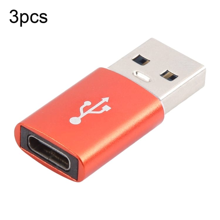 Mobile Accessories USB 3.0 / Red 3 PCS USB-C / Type-C Female to USB 3.0 Male Aluminum Alloy Adapter, Support Charging & Transmission Data, USB 3.0