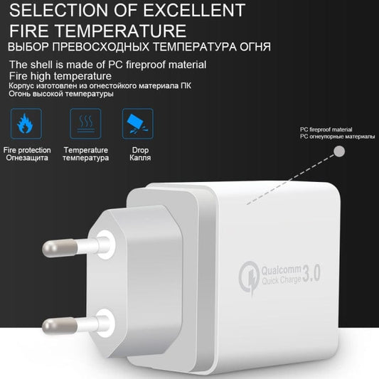 Mobile Accessories with USB-C / Type-C Cable, EU Plug SDC-30W 2 in 1 USB to USB-C / Type-C Data Cable + 30W QC 3.0 USB + 2.4A Dual USB 2.0 Ports Mobile Phone Tablet PC Universal Quick Charger Travel Charger Set, EU Plug, with USB-C / Type-C Cable, EU Plug