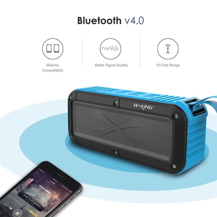 W-KING S20 Loudspeakers IPX6 Waterproof Bluetooth Speaker Portable NFC Bluetooth Speaker for Outdoors / Shower / Bicycle FM Radio (Green)