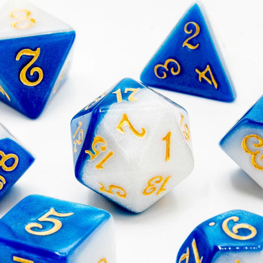Frosted Azure | Acrylic Dice | 7 Piece Set.