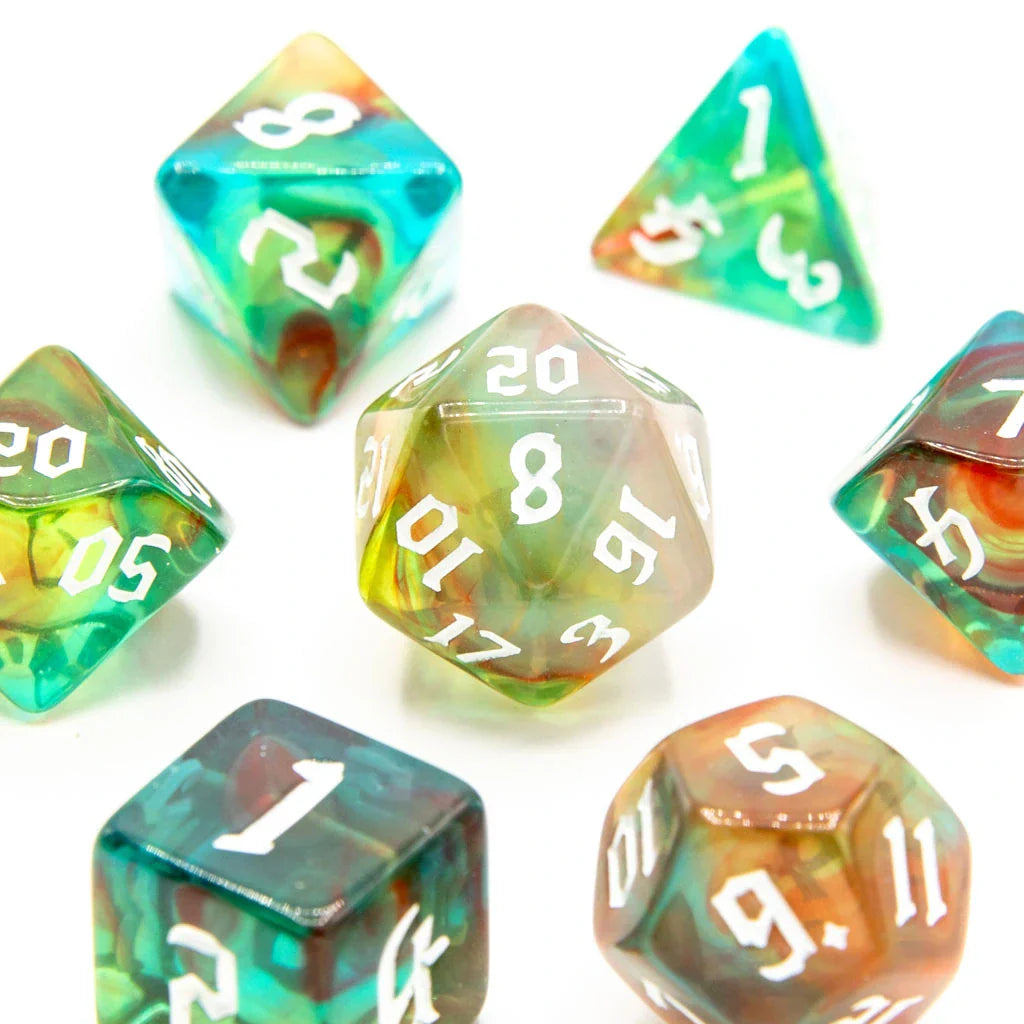 Amber Grove | Acrylic Dice | 7 Piece Set - DICE