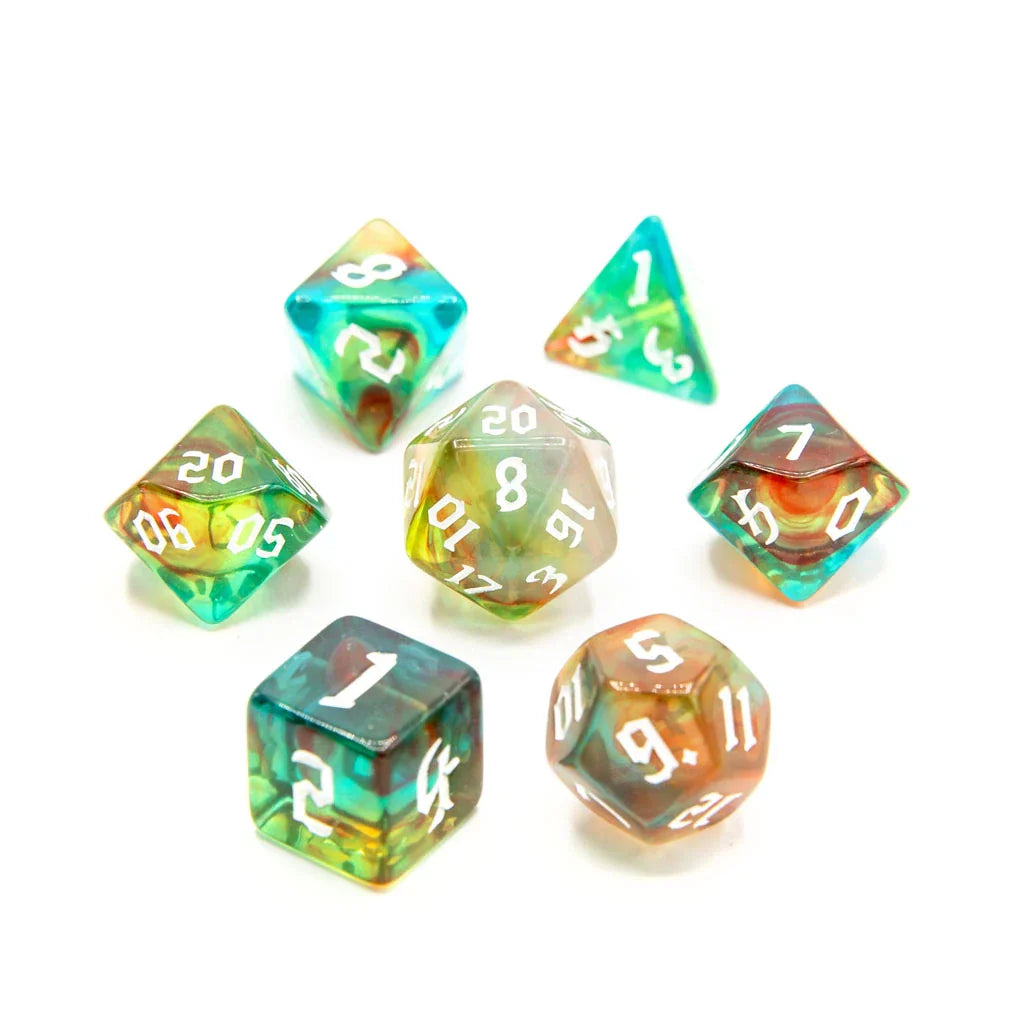 Amber Grove | Acrylic Dice | 7 Piece Set - DICE