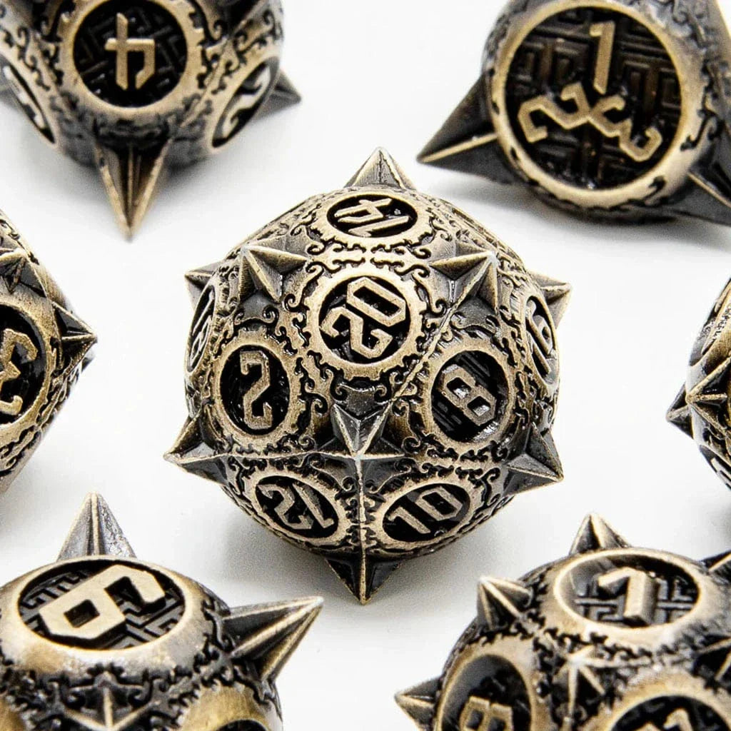 Tabletop Dominion DICE Ancient Mace | Solid Metal | 7 Piece Set