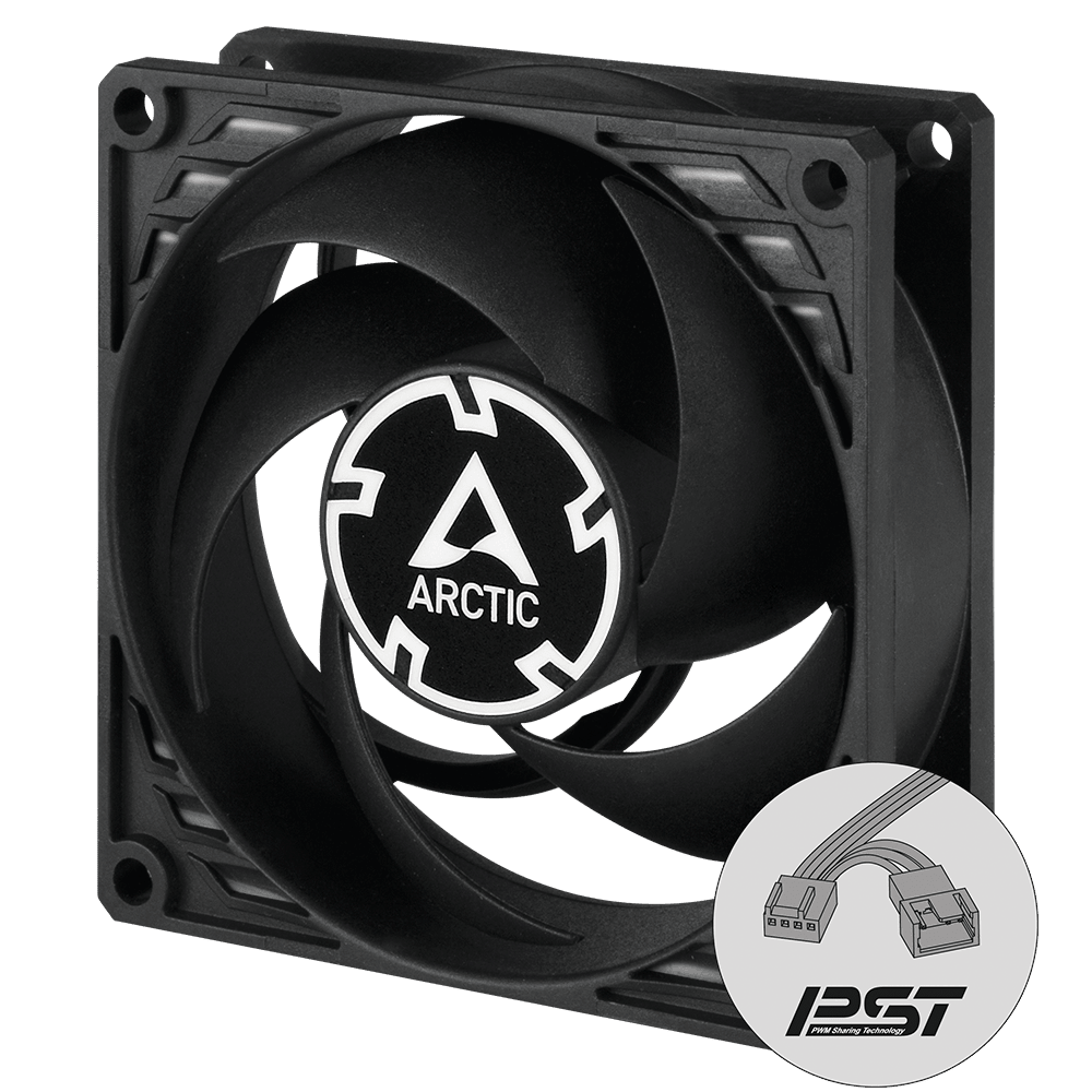Arctic P8 8cm Pressure Optimised PWM PST Case Fan Cable Splitter & Fluid Dynamic - 200-3000 RPM 4895213702034