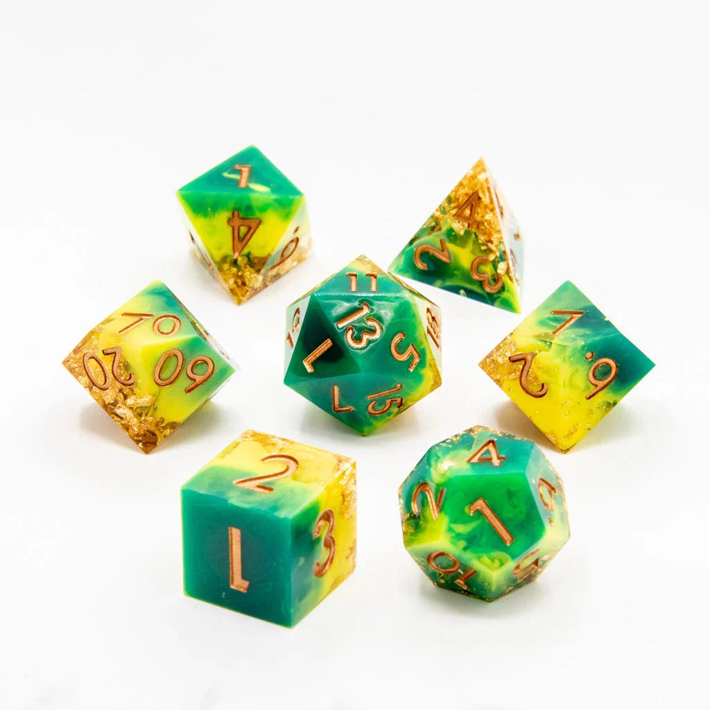 Aurum Twist | Sharp Edge Dice | 7 Piece Set - DICE
