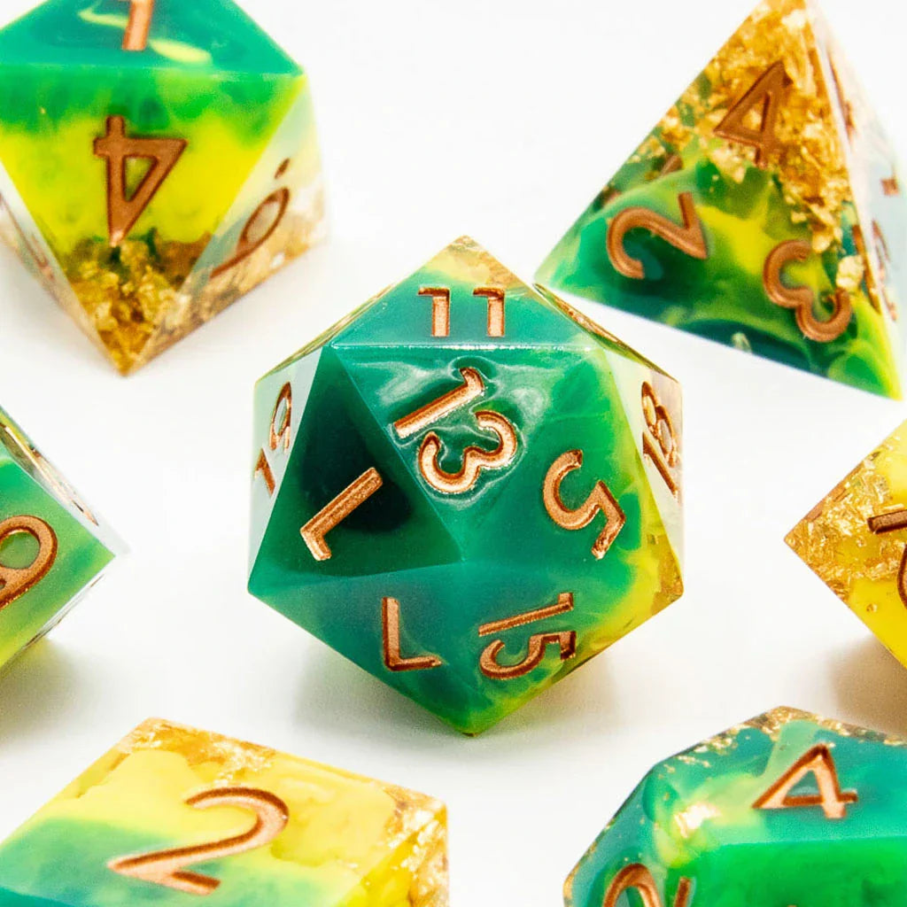 Aurum Twist | Sharp Edge Dice | 7 Piece Set - DICE