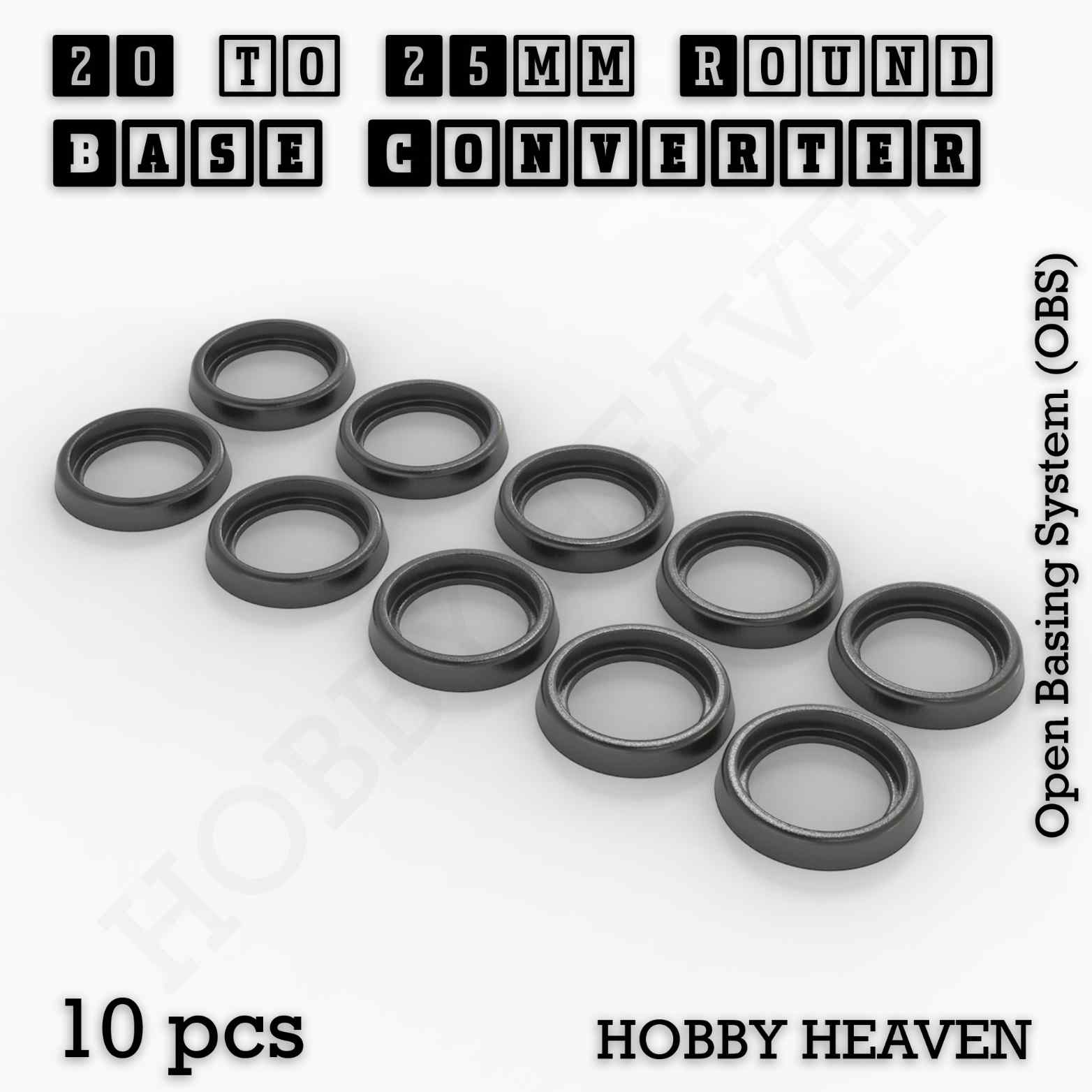 Base 20 to 25mm round bases Converters x10 pcs Round Bases Size Converters Round to Round 3d Print Full Range