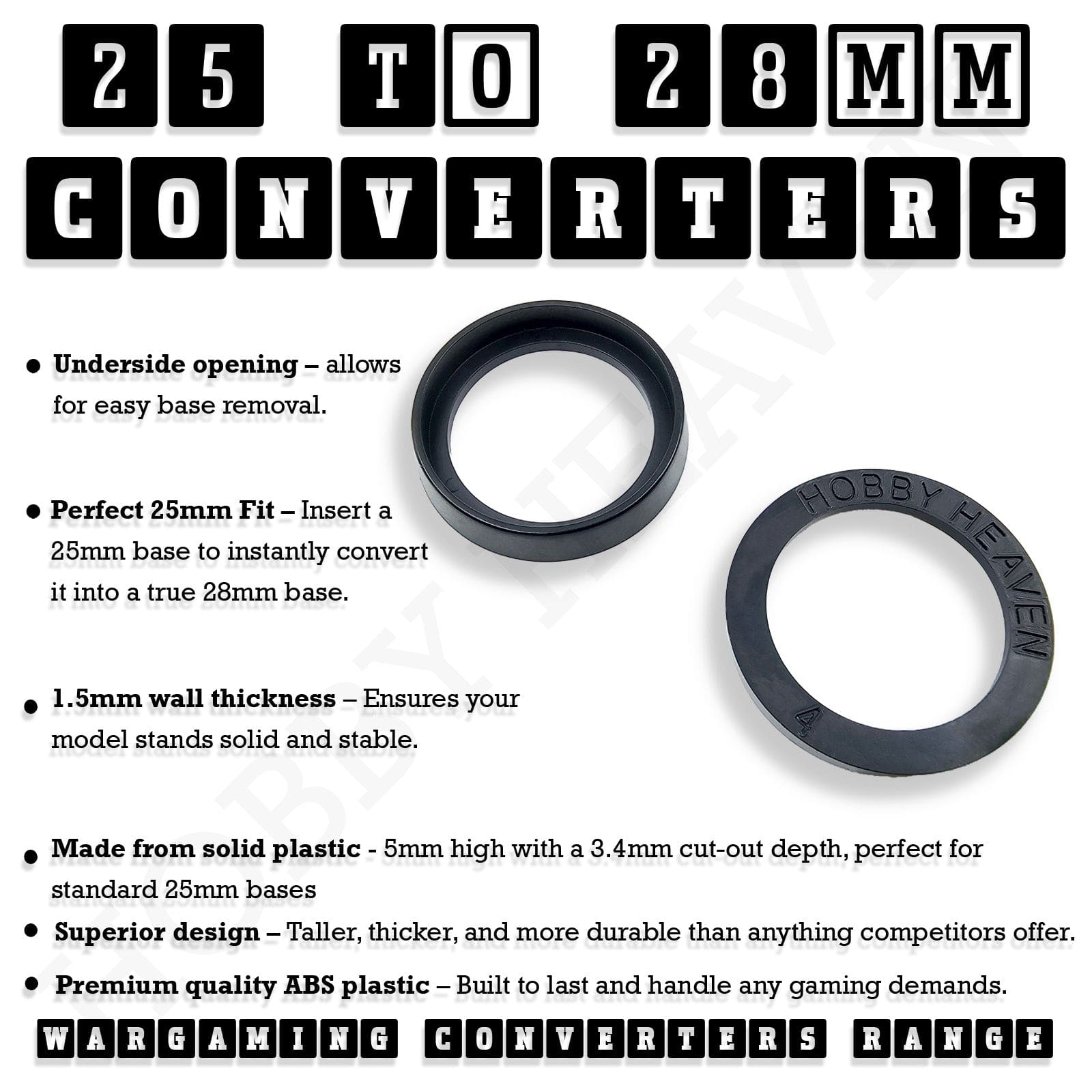 Base 25mm to 28mm Round Base Converters ABS Plastic