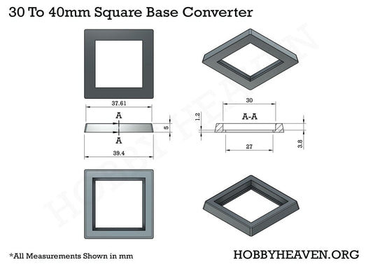 Base 30 to 40mm Square Bases Converters 3d Print