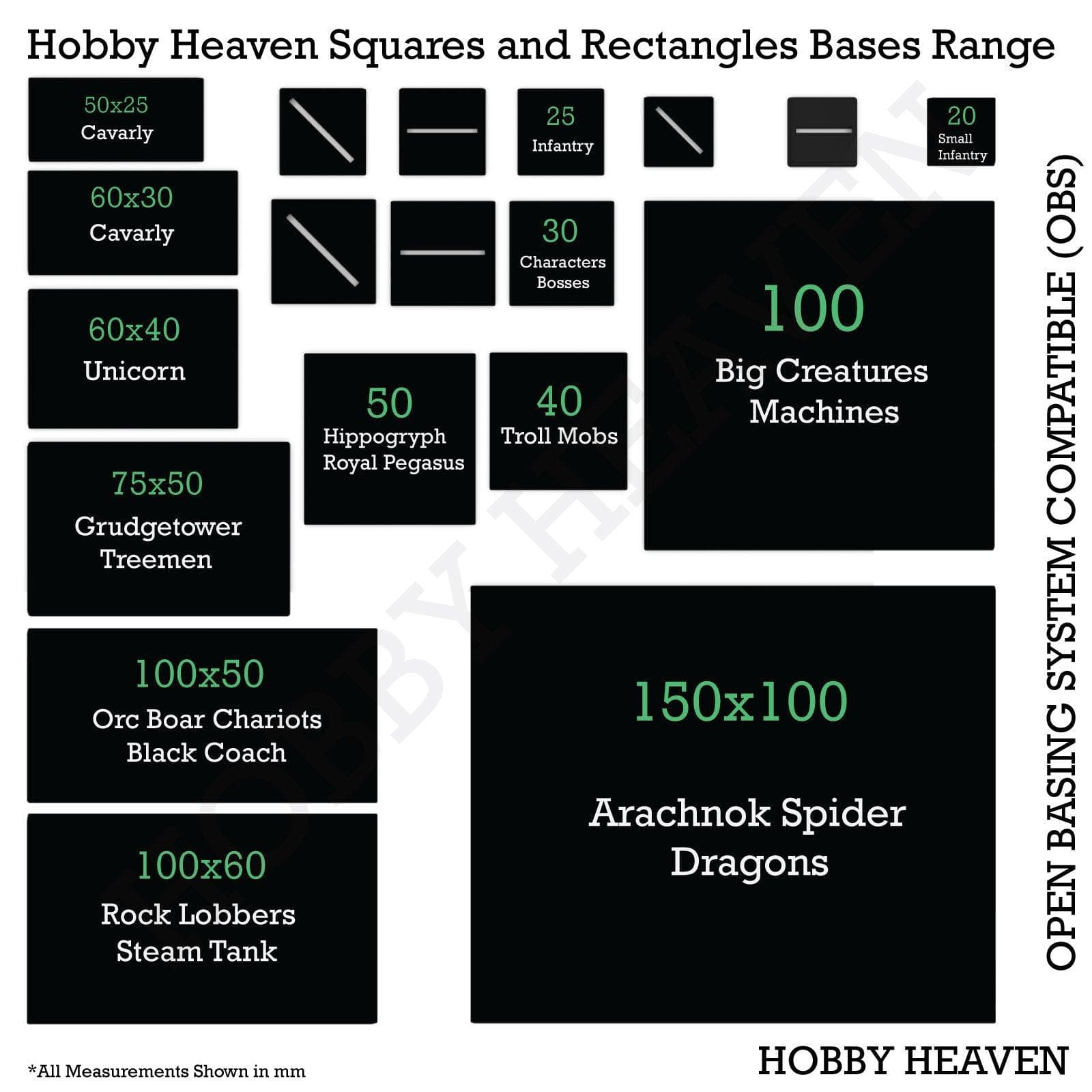 Base 30mm Square Diagonal Slotted Plastic Bases