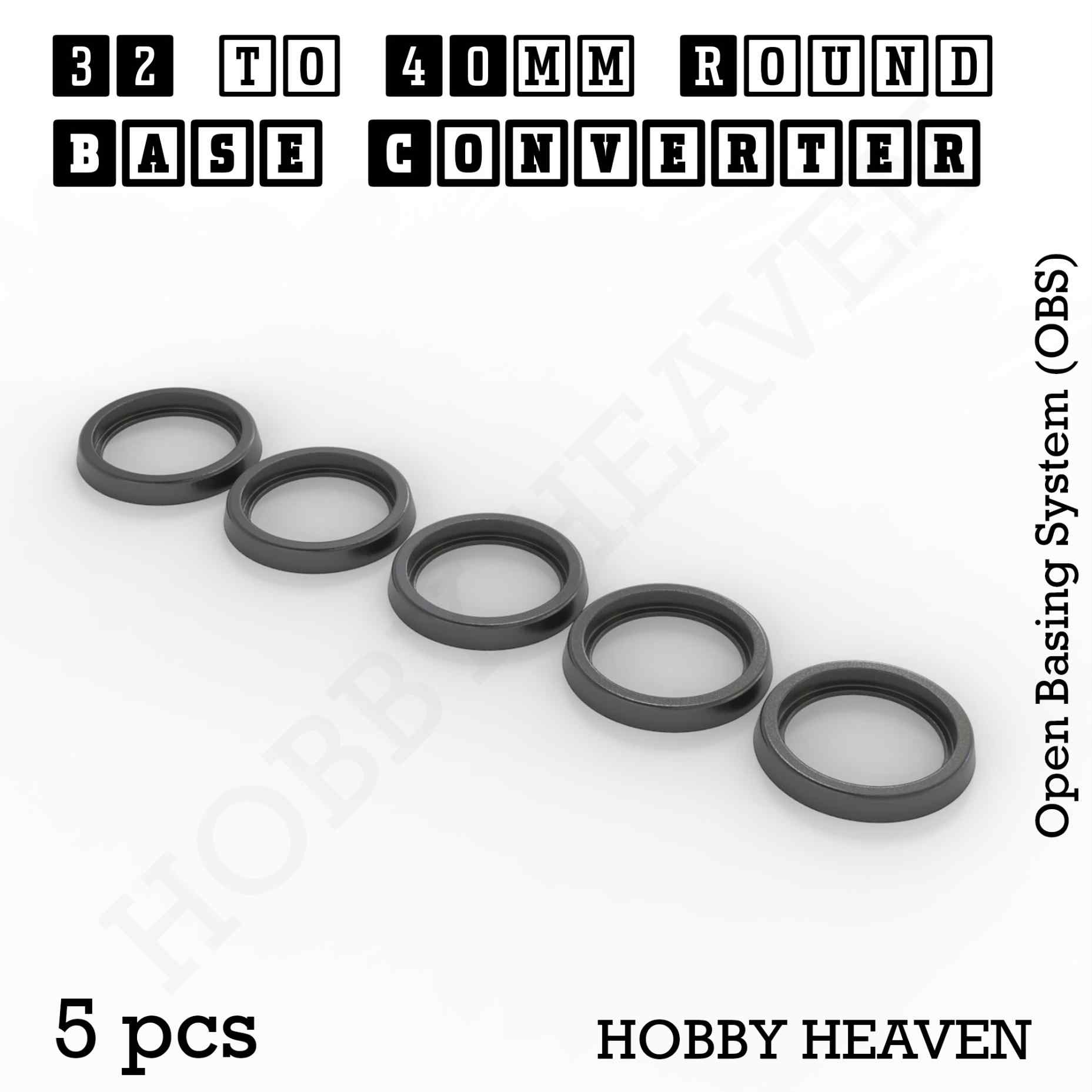 Base 32 to 40mm round bases Converters x5 pcs Round Bases Size Converters Round to Round 3d Print Full Range