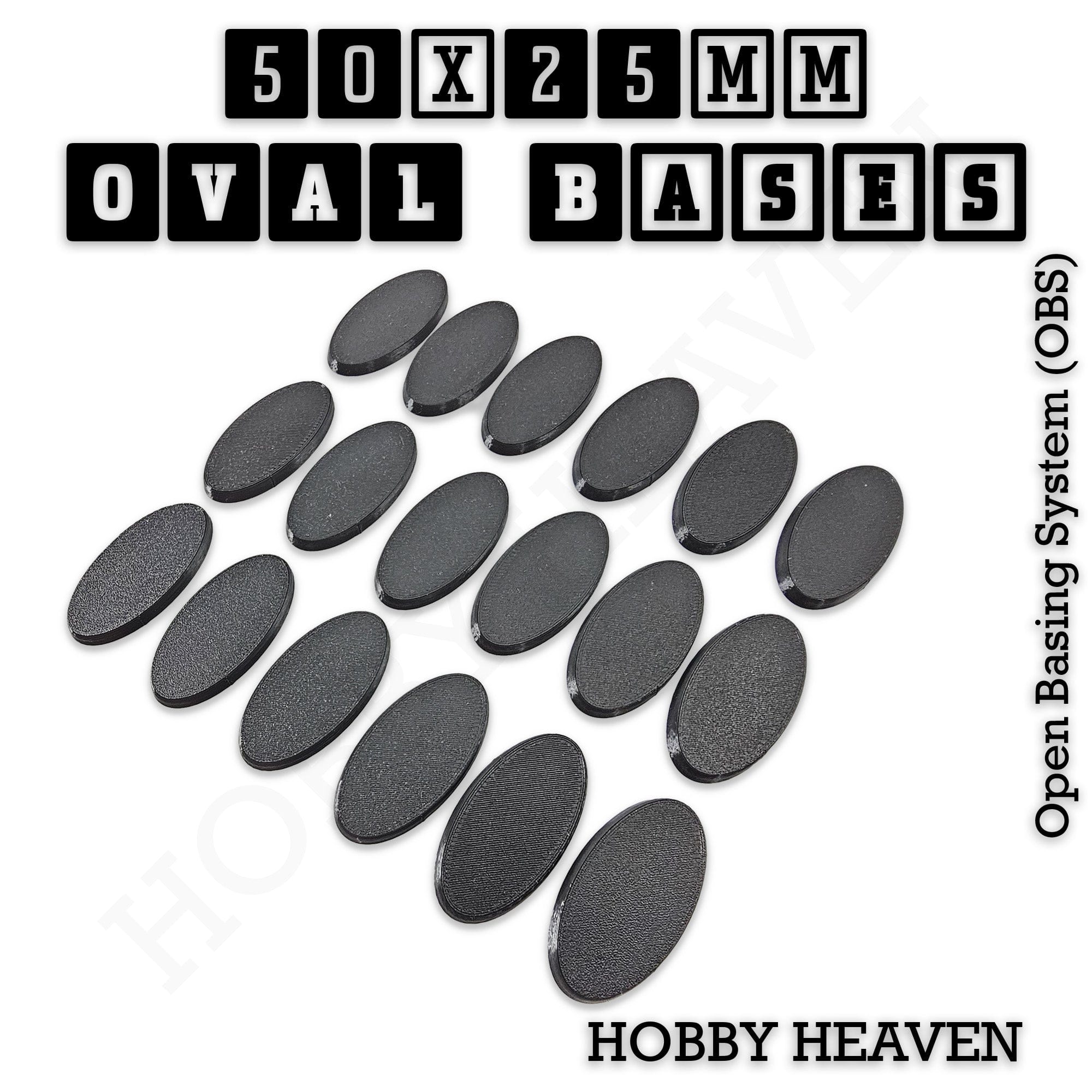 Base 50x25mm Oval Textured Bases 3d Printed