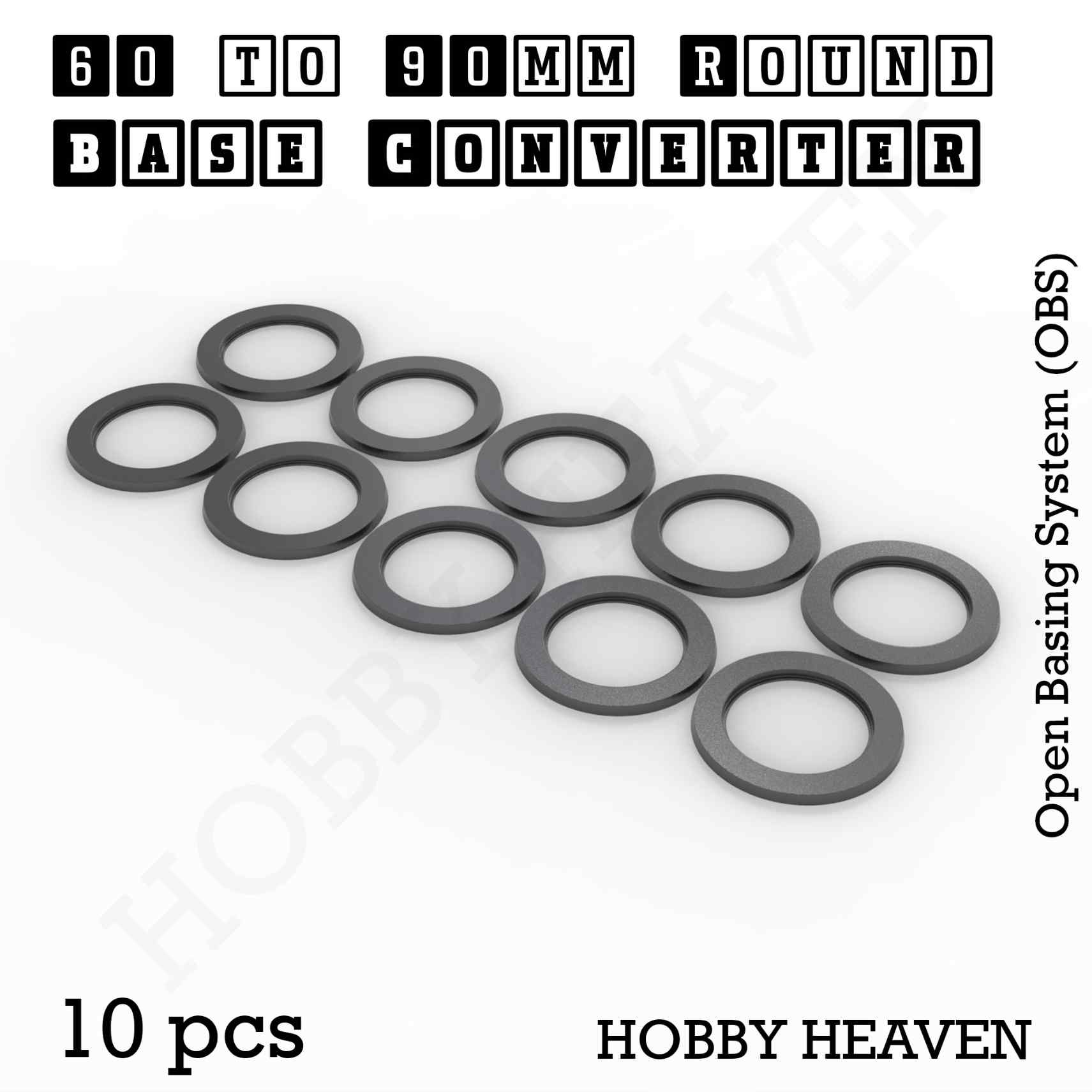 Base 60 to 90mm round bases Converters x10 pcs Round Bases Size Converters Round to Round 3d Print Full Range