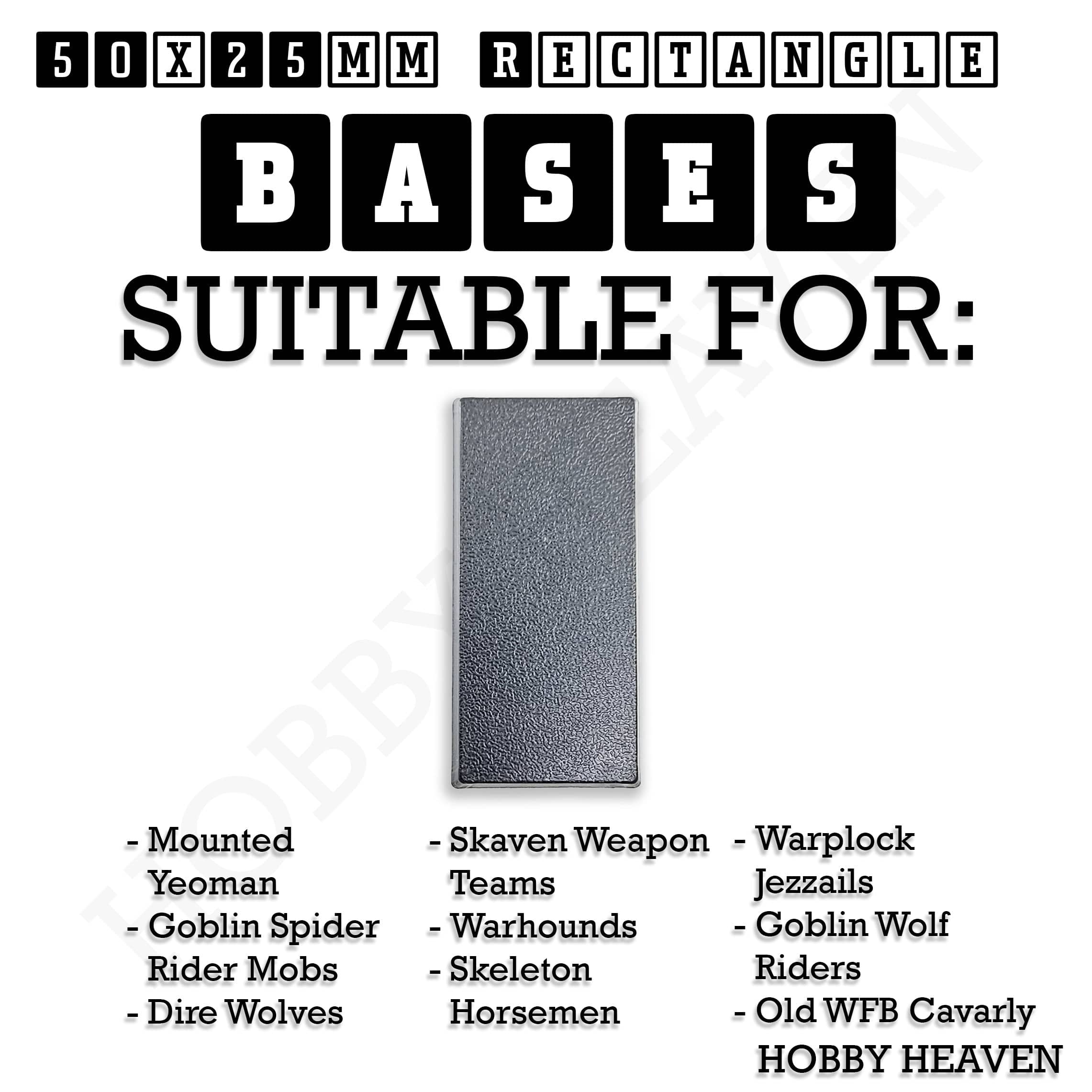 Base 50x25mm Rectangular Plain Plastic Bases