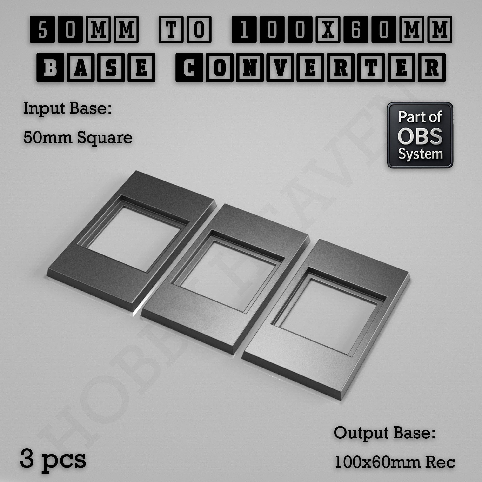 Base Square to Rectangle Bases Size Converters 3d Print Full Range