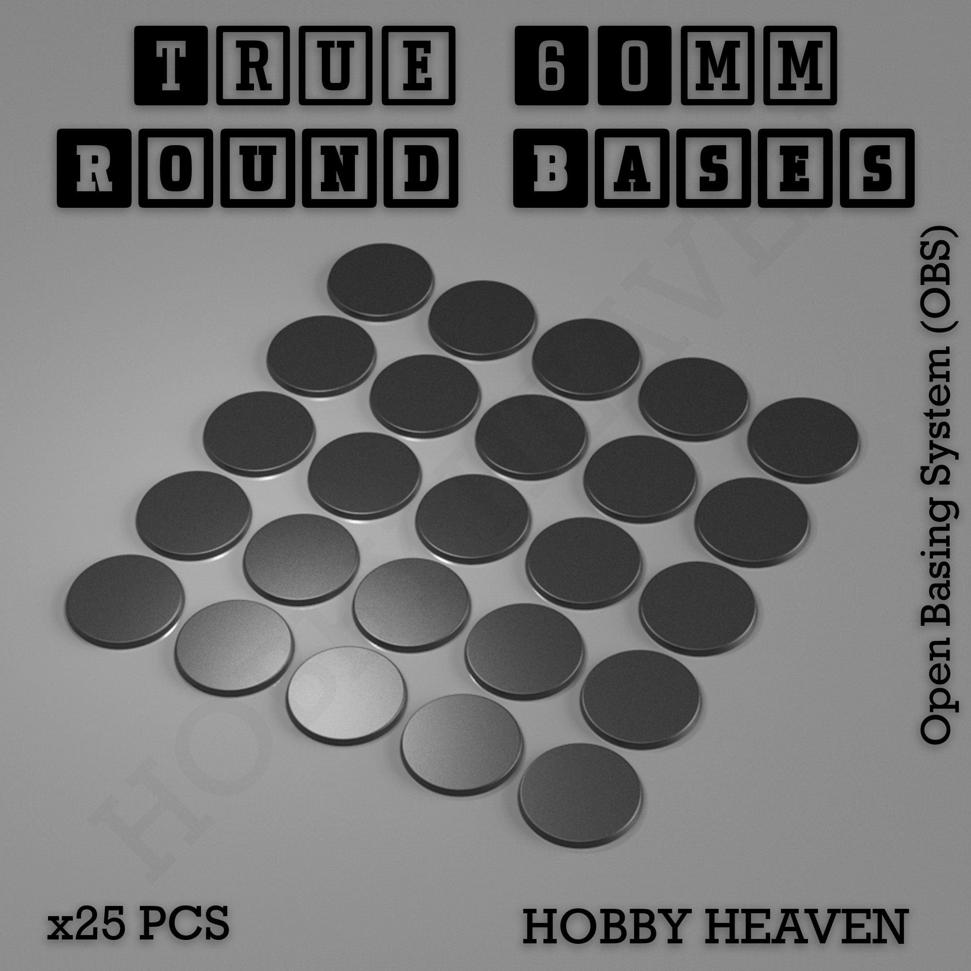 Base 'True' 60mm Round Textured Bases 3d Printed