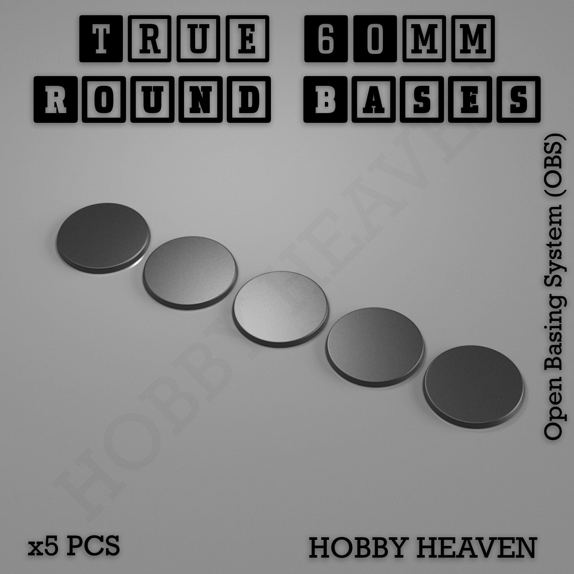 Base 'True' 60mm Round Textured Bases 3d Printed