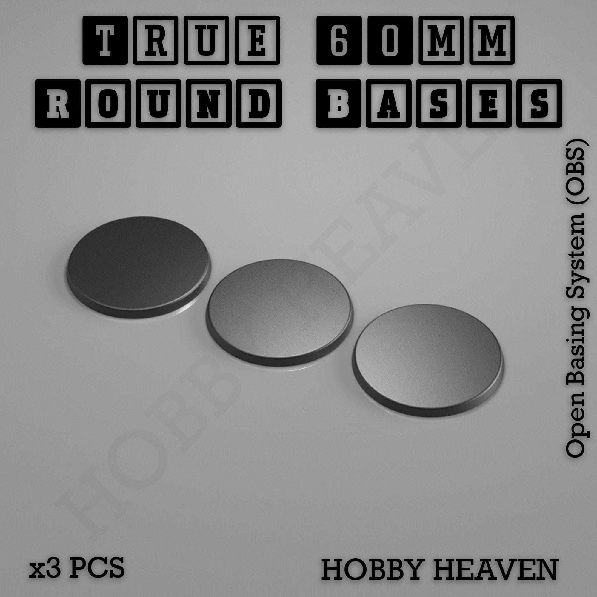 Base 'True' 60mm Round Textured Bases 3d Printed