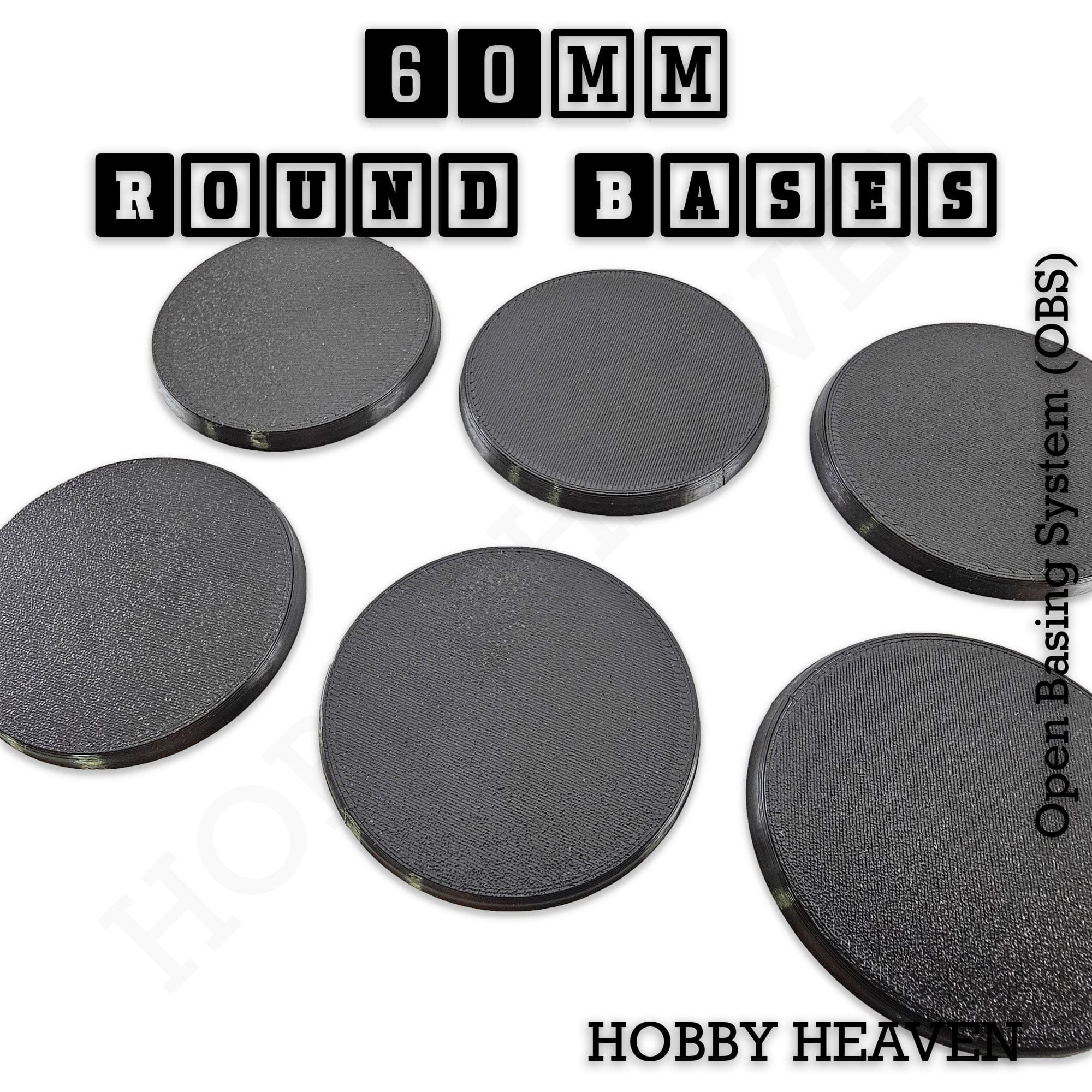 Base 'True' 60mm Round Textured Bases 3d Printed