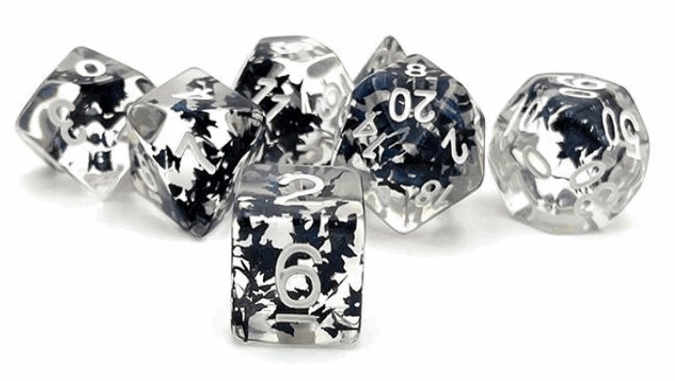 Black Butterfly | Resin Inclusion Dice | 7 Piece Set - DICE