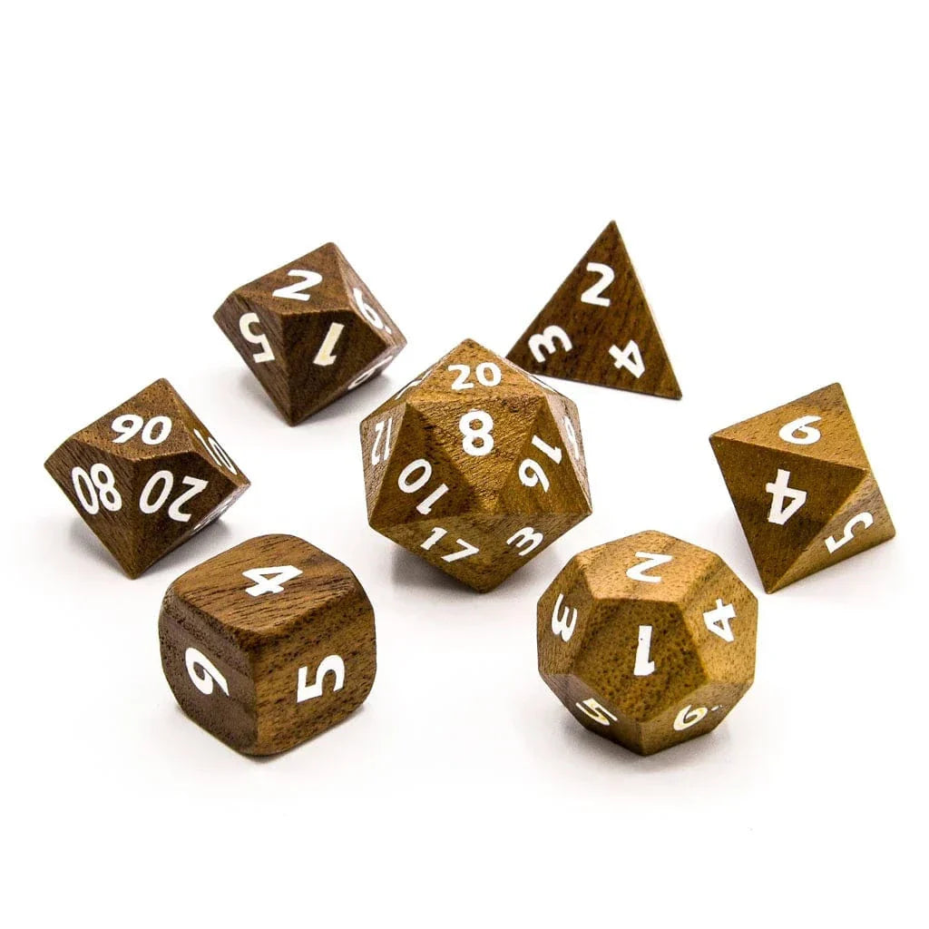 Tabletop Dominion DICE Black Walnut | Wooden Dice | 7 Piece Set