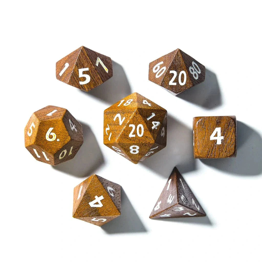 Tabletop Dominion DICE Black Walnut | Wooden Dice | 7 Piece Set