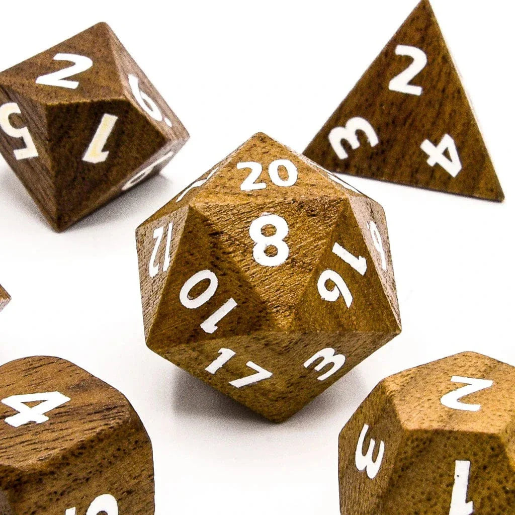 Tabletop Dominion DICE Black Walnut | Wooden Dice | 7 Piece Set