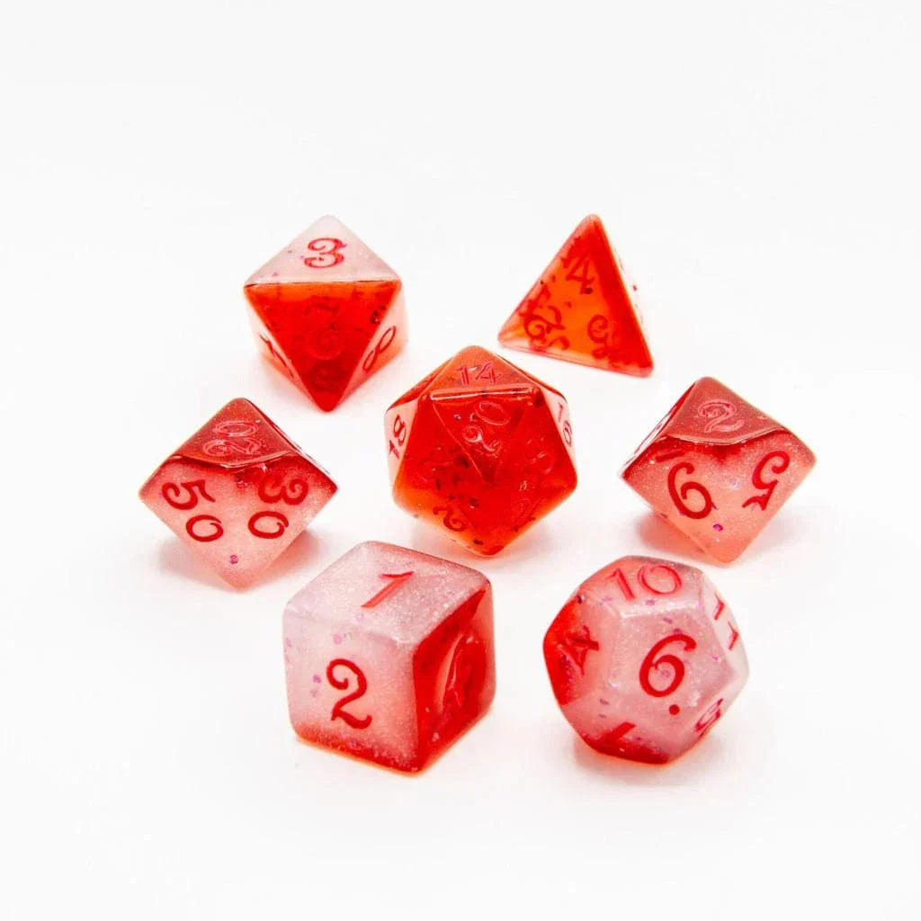 Tabletop Dominion DICE Blood Crystal | Acrylic Dice | 7 Piece Set