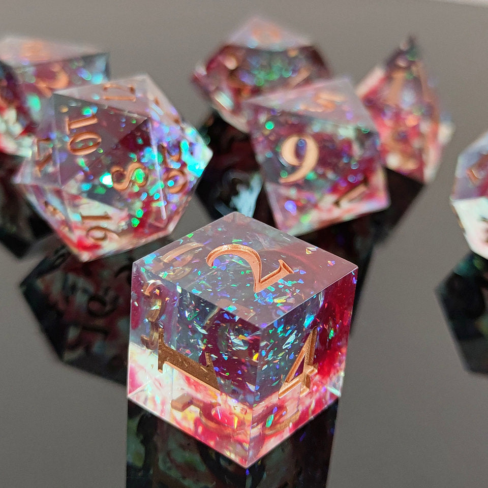 Bloodlight Shimmer | Sharp Edge Dice | 7 Piece Set - DICE