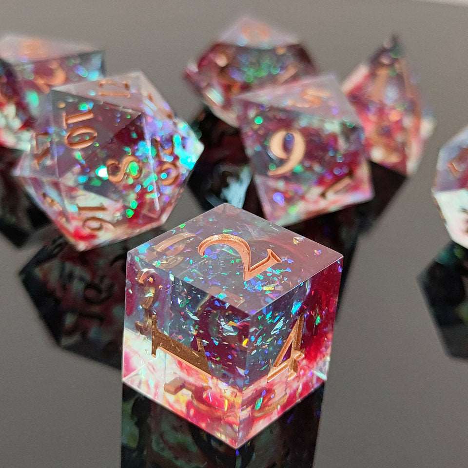 Bloodlight Shimmer | Sharp Edge Dice | 7 Piece Set - DICE