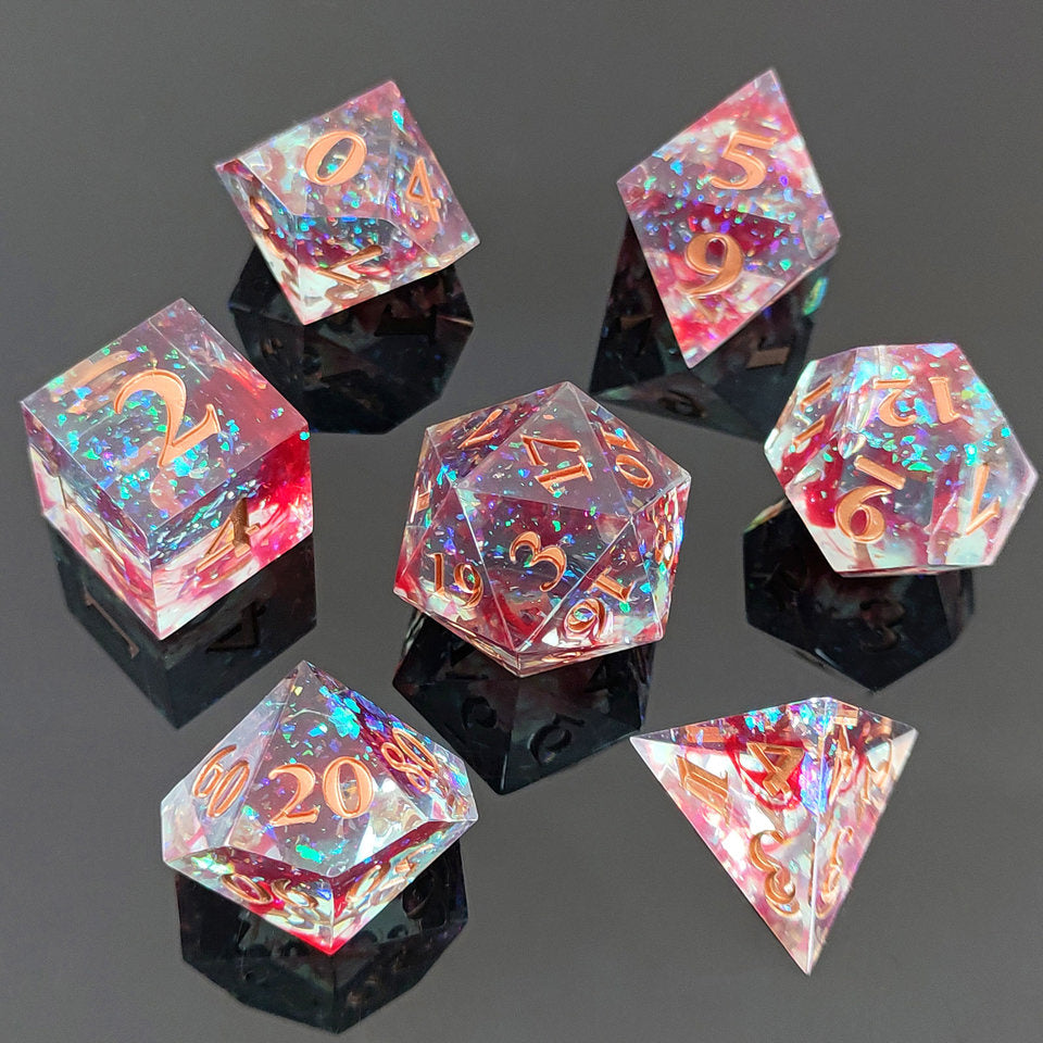 Bloodlight Shimmer | Sharp Edge Dice | 7 Piece Set - DICE