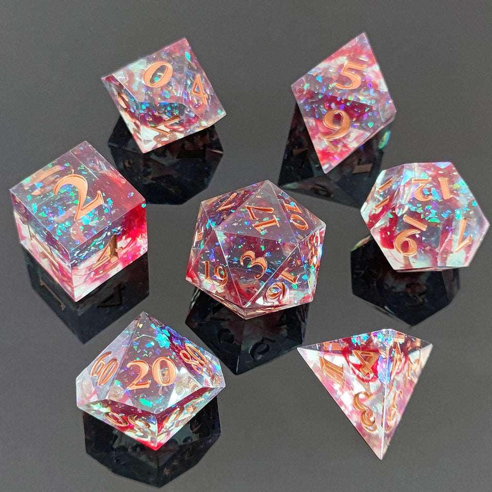 Bloodlight Shimmer | Sharp Edge Dice | 7 Piece Set - DICE
